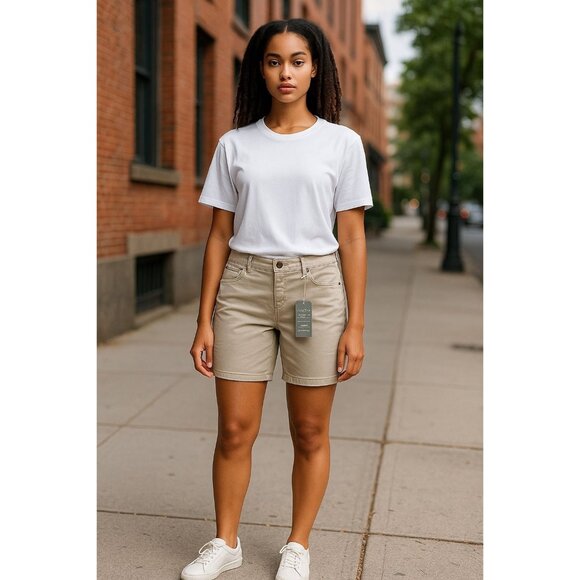 WIT & WISDOM Women Khaki "Ab" Solution Shorts 4 - Picture 1 of 6